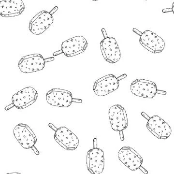 Seamless pattern chocolate stick ice cream sketch hand drawn Stock Illustration