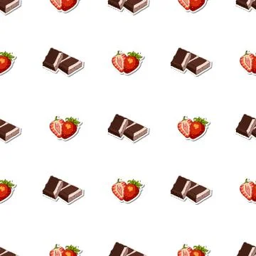 Seamless Pattern Chocolate Strawberry Stock Illustration