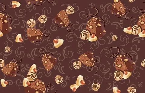 Seamless pattern of chocolate, sweets and cherry pattern Illustrazione stock
