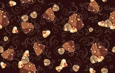 Seamless pattern of chocolate, sweets and cherry pattern Stock Illustration