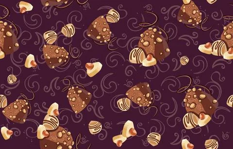 Seamless pattern of chocolate, sweets and cherry pattern Stock Illustration