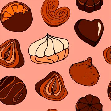 Seamless pattern with chocolate sweets Stock Illustration