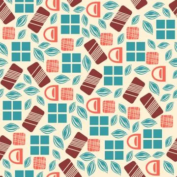 Seamless pattern with chocolate sweets isolated on white background Stock Illustration