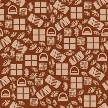 Seamless pattern with chocolate sweets isolated on white background Stock Illustration