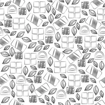 Seamless pattern with chocolate sweets isolated on white background Stock Illustration