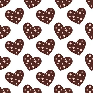 Seamless pattern with chocolates in form heart. Valentine day background Stock Illustration