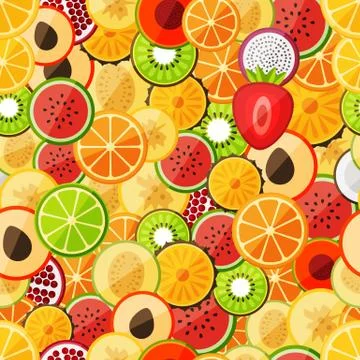 Seamless pattern chopped fruits Stock Illustration