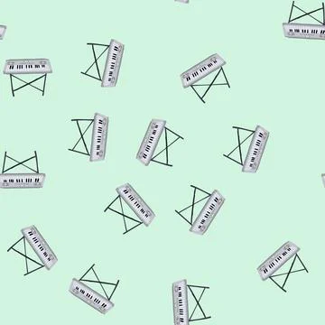 Seamless pattern chords piano cartoon vector Stock Illustration