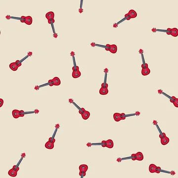 Seamless pattern chords ukulele cartoon vector Stock Illustration