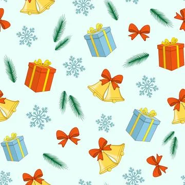 Seamless pattern with Christmas accessories. Stock Illustration