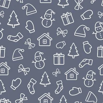 Seamless pattern with Christmas accessories. Stock Illustration