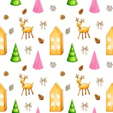 Seamless pattern with Christmas and New Year design. Stock Illustration