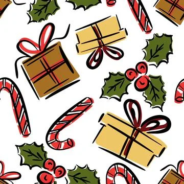 Seamless pattern for Christmas and New Year wrapping paper and textile fabric Stock Illustration