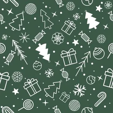 Seamless Pattern Christmas and New Year, Ornaments Elements for Fabric textil Stock Illustration