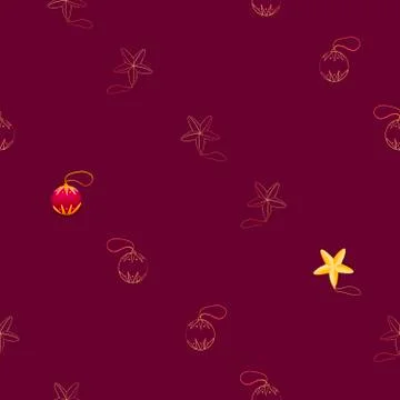 Seamless pattern with christmas ball and star Stock Illustration