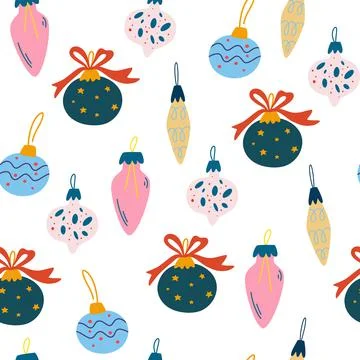 Seamless pattern with Christmas balls. Christmas and Happy New Year decoratio Stock Illustration