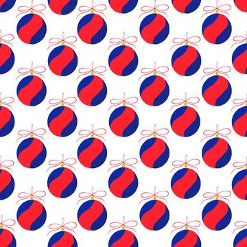 Seamless pattern with Christmas balls. Red with blue toys on a white backgrou Stock Illustration