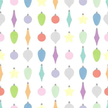 Seamless pattern with christmas balls on white background Stock Illustration