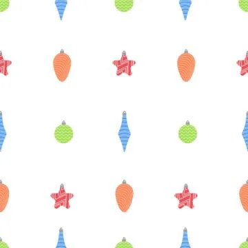 Seamless pattern with christmas balls on white background Stock Illustration