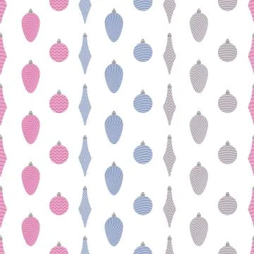 Seamless pattern with christmas balls on white background Stock Illustration