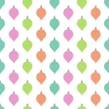 Seamless pattern with christmas balls on white background Stock Illustration