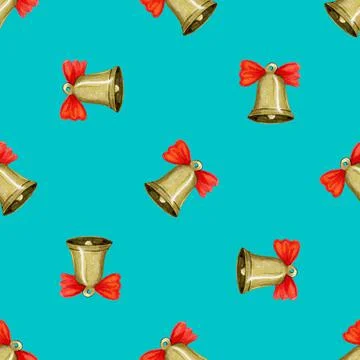 Seamless pattern with Christmas bell Stock Illustration