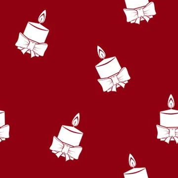Seamless Pattern with Christmas Candle Stock Illustration
