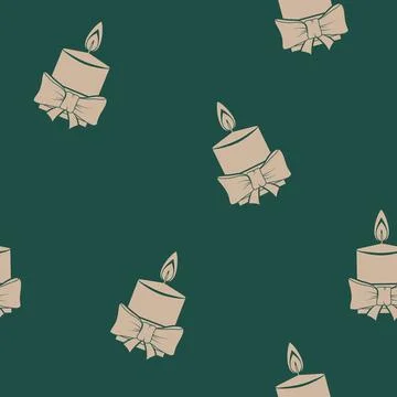 Seamless pattern with Christmas candle Stock Illustration