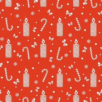 Seamless pattern with Christmas candles. Stock Illustration