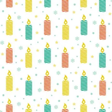 Seamless pattern with Christmas candles. Stock Illustration
