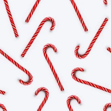 Seamless pattern of Christmas candy cone on white background. Colorful holida Stock Photos