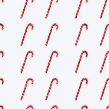 Seamless pattern of Christmas candy cone on white background. Colorful holida Stock Photos