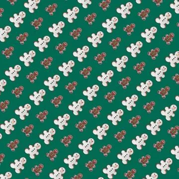 Seamless pattern. Christmas concept. Gingerbread snowman cookies with shadow  Stock Photos