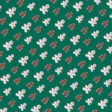 Seamless pattern. Christmas concept. Gingerbread snowman cookies with shadow  Stock Photos