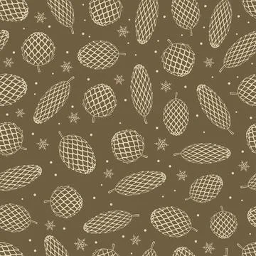 Seamless pattern with Christmas cones. Stock Illustration