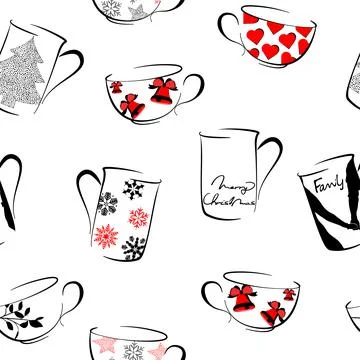Seamless pattern with Christmas cups. Stock Illustration