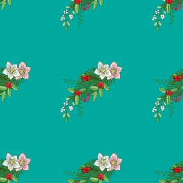 Seamless pattern with Christmas decoration Stock Illustration