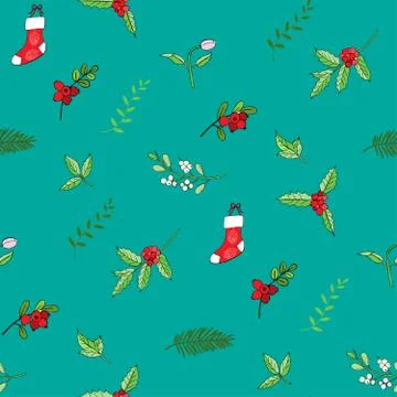 Seamless pattern with Christmas decoration Stock Illustration