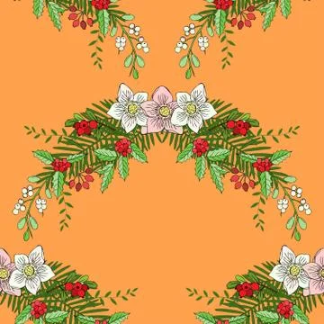 Seamless pattern with Christmas decoration Stock Illustration