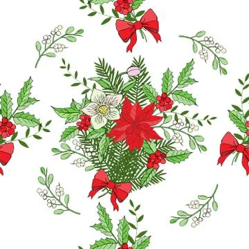 Seamless pattern with Christmas decoration Stock Illustration