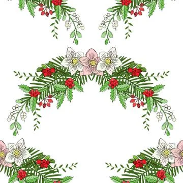 Seamless pattern with Christmas decoration Stock Illustration