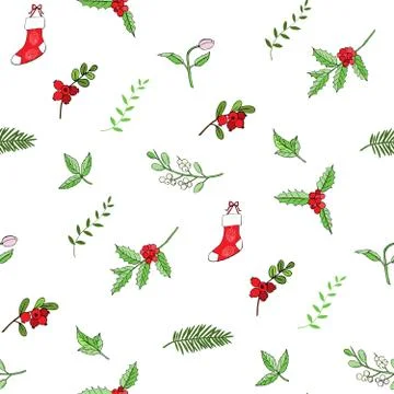Seamless pattern with Christmas decoration Stock Illustration