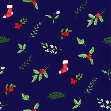 Seamless pattern with Christmas decoration Stock Illustration