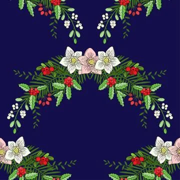 Seamless pattern with Christmas decoration Stock Illustration