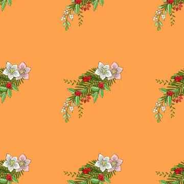 Seamless pattern with Christmas decoration Stock Illustration