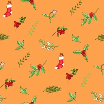 Seamless pattern with Christmas decoration Stock Illustration