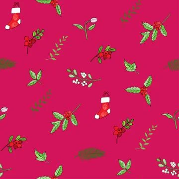 Seamless pattern with Christmas decoration Stock Illustration