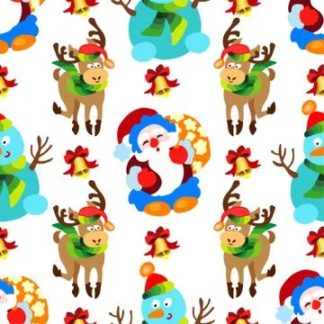 Seamless pattern with Christmas decorations Stock Illustration