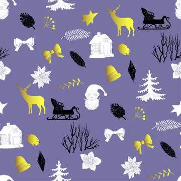 Seamless pattern with Christmas decorations Stock Illustration