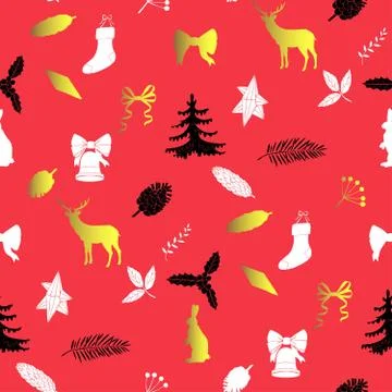 Seamless pattern with Christmas decorations Stock Illustration
